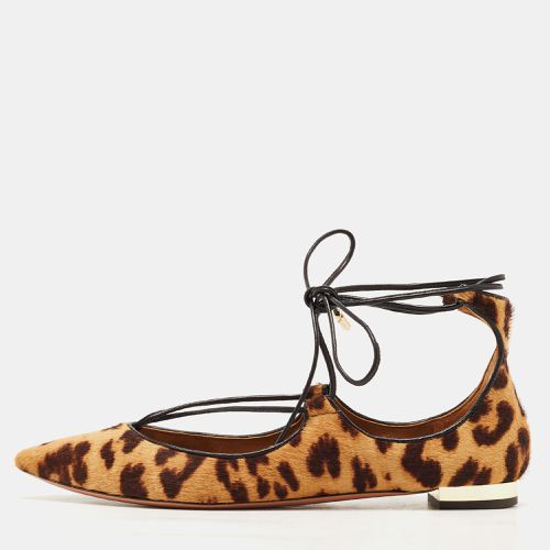 Aquazzura Brown Leopard Print Calf Hair Christy Ballet Flats Size 35 - Aquazzura - Modalova