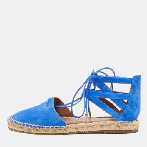 Aquazzura Blue Suede Belgravia Espadrille Flats Size 36.5 - Aquazzura - Modalova