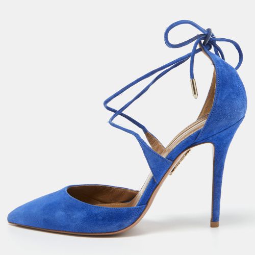 Aquazzura Blue Suede Matilde Ankle Tie Pumps Size 37 - Aquazzura - Modalova