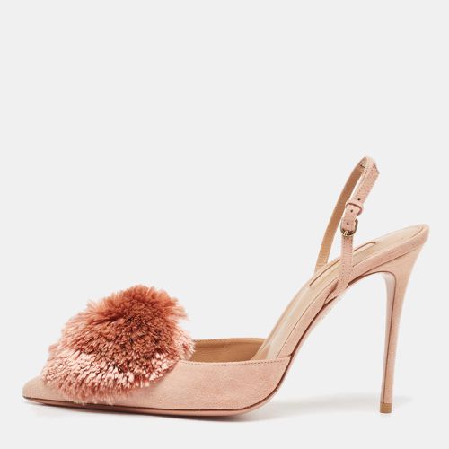 Aquazzura Pink Suede Powder Puff Slingback Pumps Size 39 - Aquazzura - Modalova