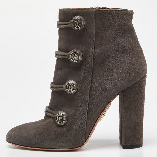 Aquazzura Grey Suede Detail Ankle Boots Size 37 - Aquazzura - Modalova