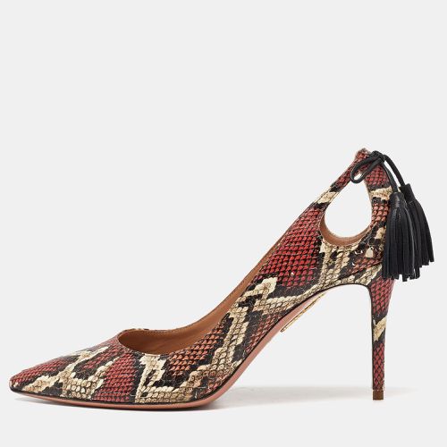 Aquazzura Multicolor Python Leather Forever Marilyn Tassel Detail Pointed Toe Pumps Size 37 - Aquazzura - Modalova