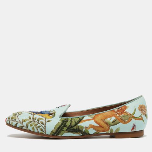 Aquazzura Aqua Blue Jacquard Fabric Amazonia De Gournay Loafers Size 35.5 - Aquazzura - Modalova