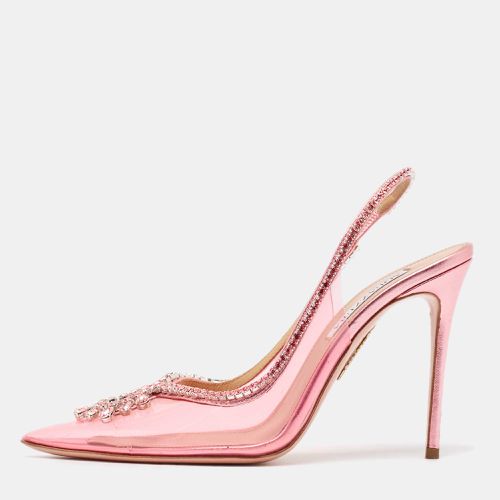 Aquazzura Pink PVC and Leather Seduction Crystals Slingback Pumps Size 39 - Aquazzura - Modalova