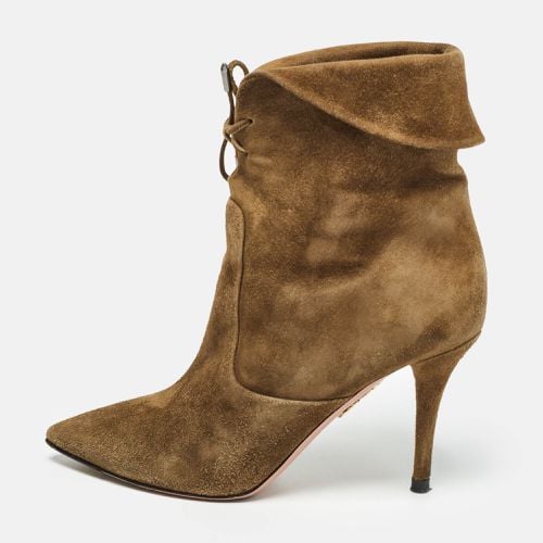 Aquazzura Brown Olive Green Suede Tribeca Ankle Boots Size 36 - Aquazzura - Modalova