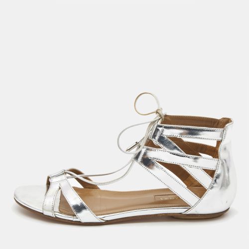 Aquazzura Silver Leather Strappy Flat Sandals Size 36 - Aquazzura - Modalova