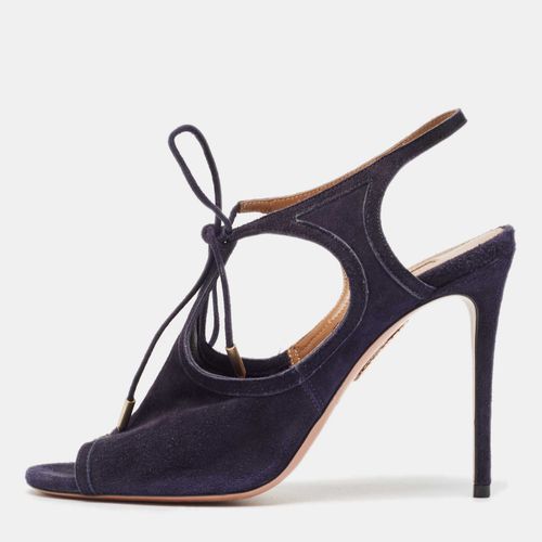 Aquazzura Navy Blue Suede Mira Ankle Strap Sandals Size 37 - Aquazzura - Modalova