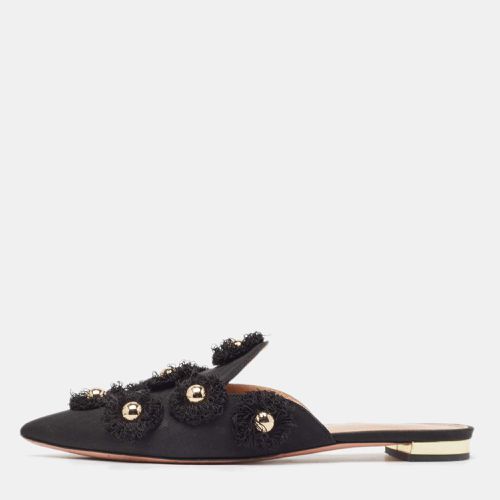 Aquazzura Black Canvas Sunflower Mules Size 36 - Aquazzura - Modalova