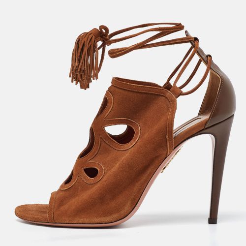 Suede Cut Out Tassel Detail Ankle Wrap Sandals Size 39 - Aquazzura - Modalova