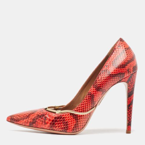 Aquazzura Red/Black Python Pointed Toe Pumps Size 40 - Aquazzura - Modalova