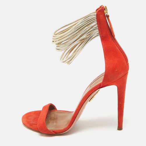 Aquazzura Orange Suede and Leather Ankle Strap Sandals Size 38.5 - Aquazzura - Modalova