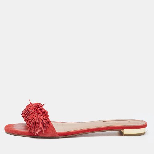 Aquazzura Red Suede Wild Thing Flat Slides Size 38.5 - Aquazzura - Modalova