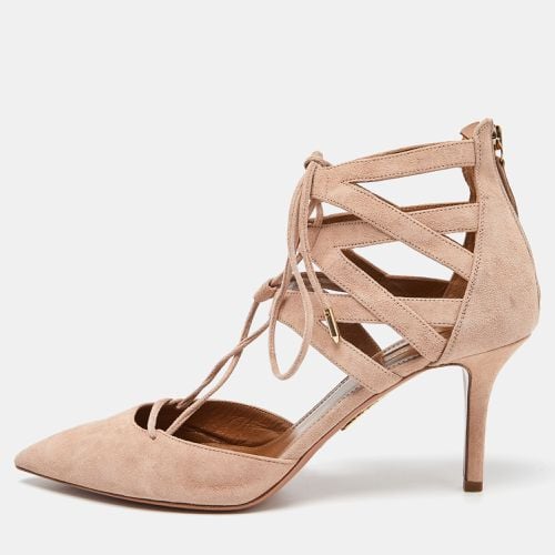 Aquazzura Pink Suede Belgravia Lace Up Pointed Toe Pumps Size 41 - Aquazzura - Modalova