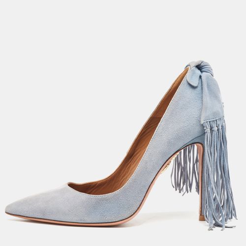 Aquazzura Grey Suede Bow Fringe Pumps Size 35 - Aquazzura - Modalova