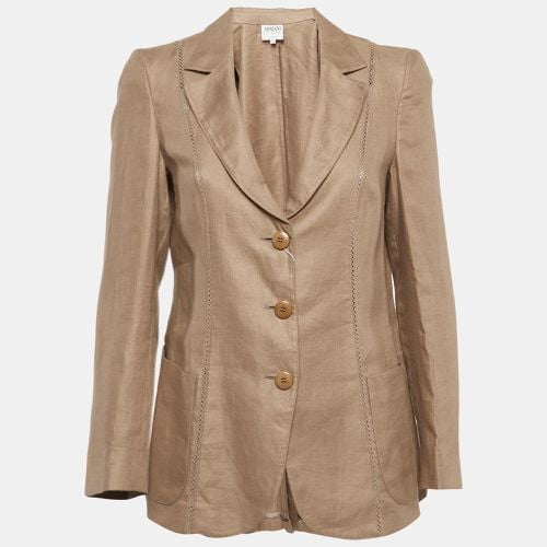 Armani Collezioni Brown Linen Single Breasted Blazer M - Armani Collezioni - Modalova