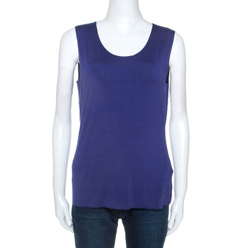 Armani Collezioni Blue Jersey Tank Top L - Armani Collezioni - Modalova