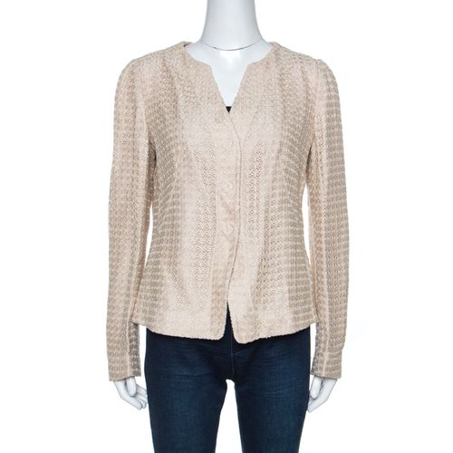 Armani Collezioni Beige Lace Overlay Detail Jacket L - Armani Collezioni - Modalova