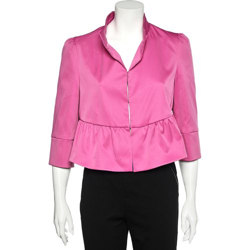 Armani Collezioni Pink Sateen Ruffled Cropped Jacket L - Armani Collezioni - Modalova