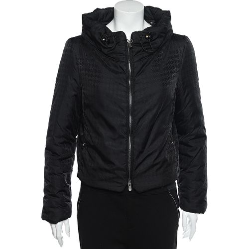 Armani Collezioni Black Synthetic Concealed Hood Detail Zip Front Jacket M - Armani Collezioni - Modalova