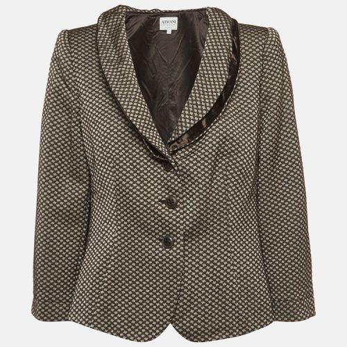 Armani Collezioni Vintage Brown Jacquard Single Breasted Blazer XL - Armani Collezioni - Modalova