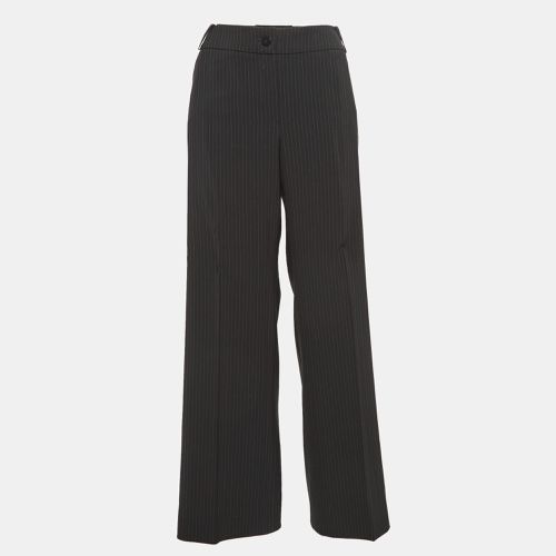 Armani Collezioni Black Pinstripe Regular Trousers L - Armani Collezioni - Modalova