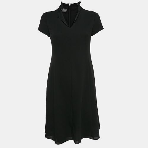 Armani Collezioni Black Crepe Wool Flared Short Dress XS - Armani Collezioni - Modalova