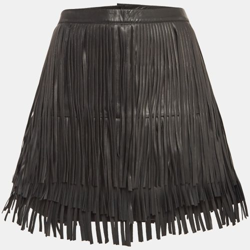 Zadig & Voltaire Black Leather Fringed Mini Skirt S - Armani Collezioni - Modalova