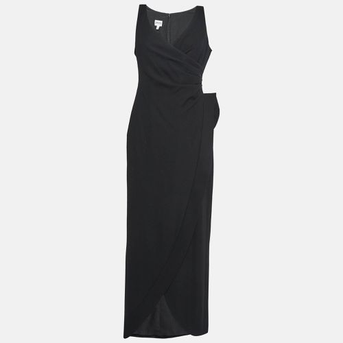 Armani Collezioni Black Crepe Pleated Faux Wrap Maxi Dress M - Armani Collezioni - Modalova