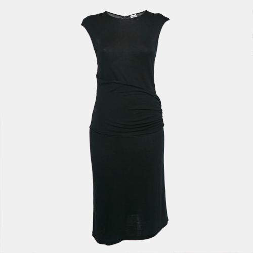 Armani Collezioni Black Jersey Belted Midi Dress M - Armani Collezioni - Modalova