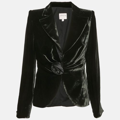 Armani Collezioni Green Rose Applique Velvet Blazer XL - Armani Collezioni - Modalova