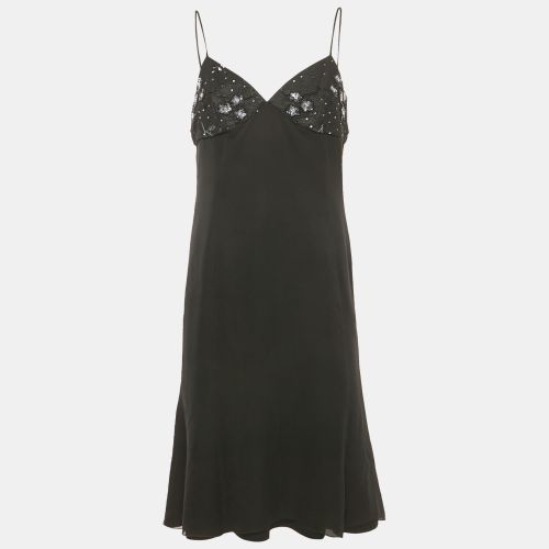 Armani Collezioni Black Chiffon Sequin Embellished Mini Dress M - Armani Collezioni - Modalova