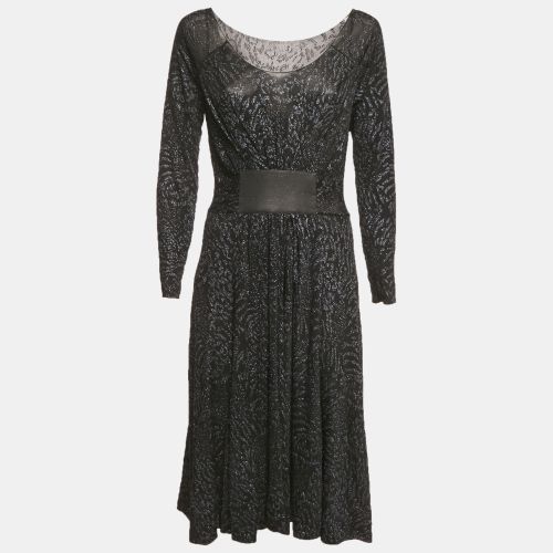 Armani Collezioni Black/Blue Glitter Print Jersey Midi Dress M - Armani Collezioni - Modalova