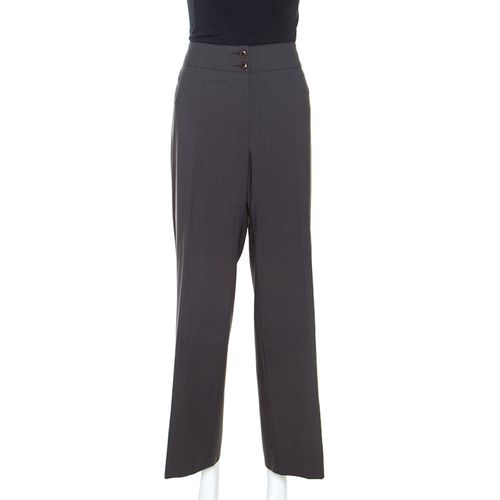 Armani Collezioni Brown Wool Wide Leg Trousers L - Armani Collezioni - Modalova