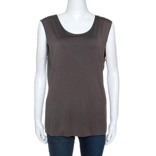 Armani Collezioni Grey Stretch Knit Sleeveless Top L - Armani Collezioni - Modalova