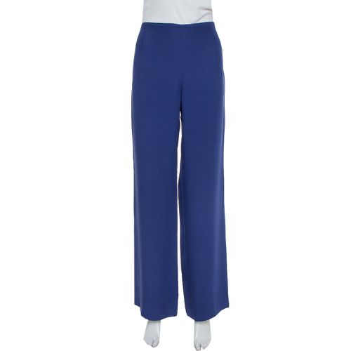 Armani Collezioni Dark Blue Crepe Wide Leg Trousers M - Armani Collezioni - Modalova