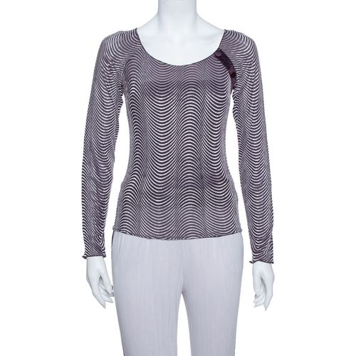 Armani Collezioni Purple Wave Pattern Knit button Detail Top S - Armani Collezioni - Modalova