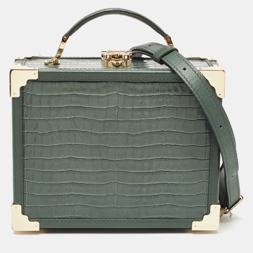 Aspinal of London Green Croc Embossed Leather Trinket Top Handle Bag - Aspinal Of London - Modalova