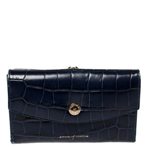 Aspinal Of London Blue Crocodile Embossed Leather Bifold Wallet - Aspinal Of London - Modalova