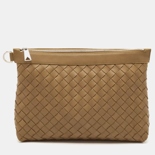 Bottega Veneta Brown Intrecciato Leather Oversized Zip Pouch - Bottega Veneta - Modalova