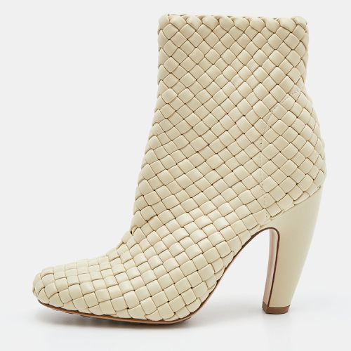 Bottega Veneta Beige Intrecciato Leather Canalazzo Ankle Boots Size 36 - Bottega Veneta - Modalova