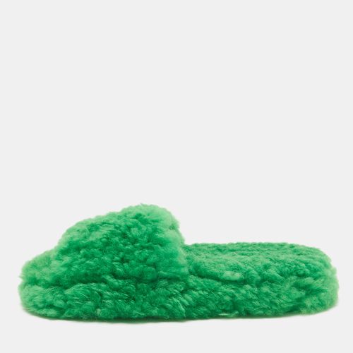 Bottega Veneta Green Fur Flat Sandals Size 39 - Bottega Veneta - Modalova