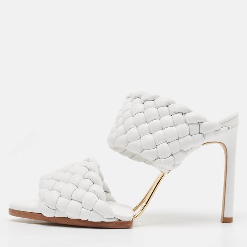 Bottega Veneta White Leather Intrecciato Slide Sandals Size 38.5 - Bottega Veneta - Modalova