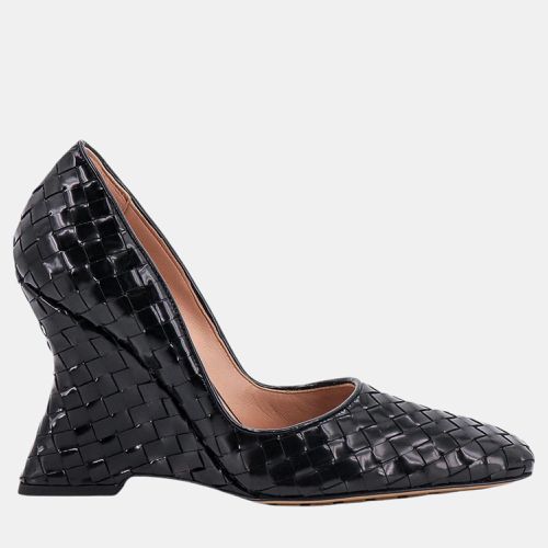 Bottega Veneta Black Intrecciato Comet Block Heel Pumps EU 38.5 - Bottega Veneta - Modalova