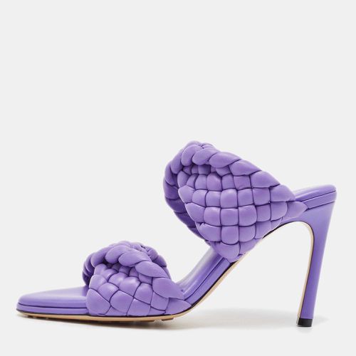 Bottega Veneta Purple Leather Intrecciato Slide Sandals Size 38.5 - Bottega Veneta - Modalova