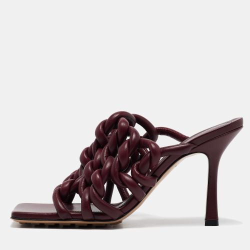 Bottega Veneta Burgundy Leather Stretch Twist Slide Sandals Size 37 - Bottega Veneta - Modalova