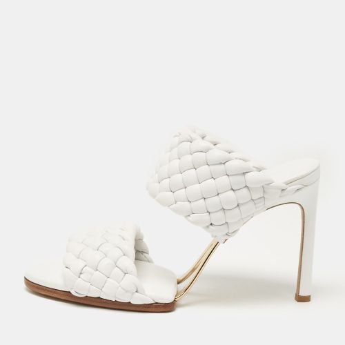 Bottega Veneta White Intrecciato Leather Lido Slide Sandals Size 38 - Bottega Veneta - Modalova