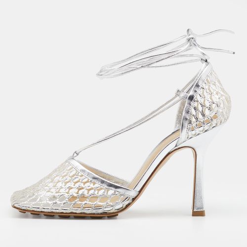 Bottega Veneta Silver Mesh and Leather Stretch Ankle Tie Pumps Size 39 - Bottega Veneta - Modalova