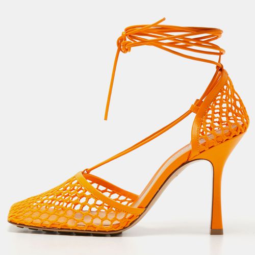 Bottega Veneta Orange Leather and Mesh Stretch Ankle Strap Sandals Size 39 - Bottega Veneta - Modalova