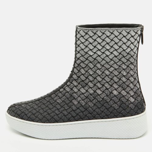 Black/ Intrecciato Metallic Lurex Fabric Sneaker Boots Size 40 - Bottega Veneta - Modalova