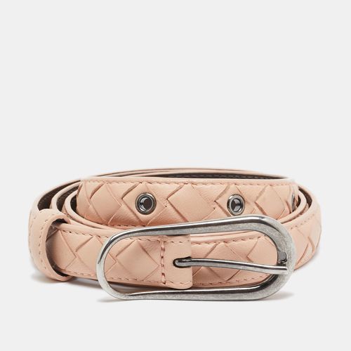 Bottega Veneta Peach Intrecciato Leather Slim Buckle Belt 85 CM - Bottega Veneta - Modalova